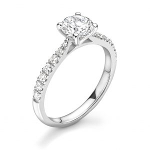 Four Claw Set Diamond Shoulder Engagement Ring