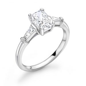 Emerald Tapered Baguette Diamond Shoulder Engagement Ring