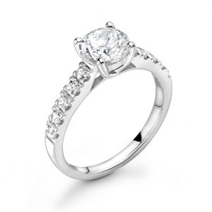 Crossover Diamond Shoulder Engagement Ring