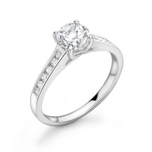 Channel Set Diamond Shoulder Engagement Ring