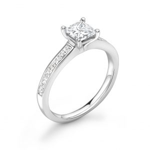 Princess Cut Diamond Shoulder Engagement Ring