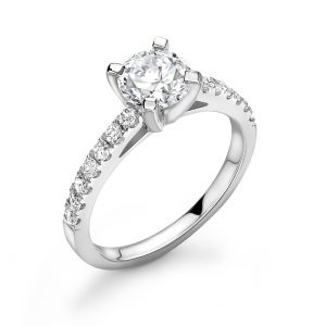 V Collet Diamond Shoulder Engagement Ring