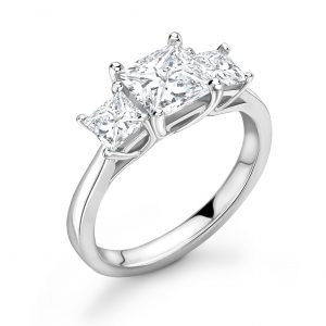 Princess Cut Crossover Collet Trilogy Engagement Ring