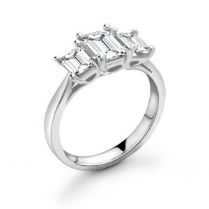 Emerald Graduated Princess Cut Trilogy Engagement Ring