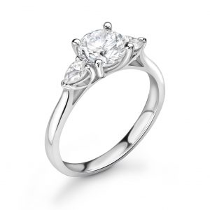 Round Centre With Pear Outers Trilogy Engagement Ring
