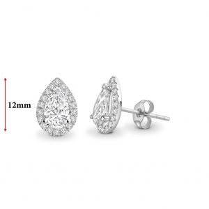 18kt Whte Gold Pear Halo Earstuds