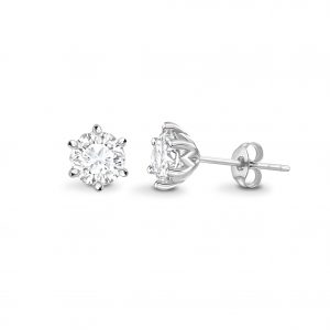Glamorous Six Prong Solitaire Stud Earrings