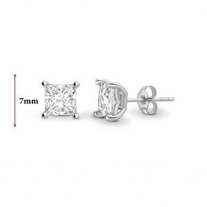 Four Claw Princess Cut Solitaire Stud Earrings