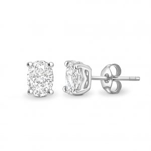 Four Claw Oval Cut Solitaire Stud Earrings