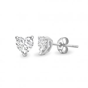 Three Claw Heart Shape Solitaire Stud Earrings