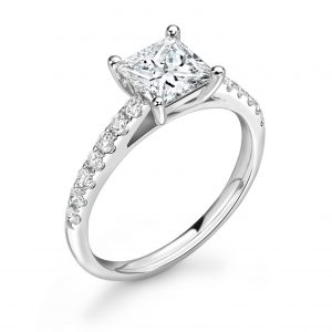 Microset Shoulders Lightly Rounded Shape Engagement Ring